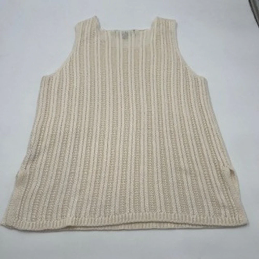 Marled Reunited Clothing Ivory Knit Tank Top‎ Sleeveless Pointelle Sweater Large